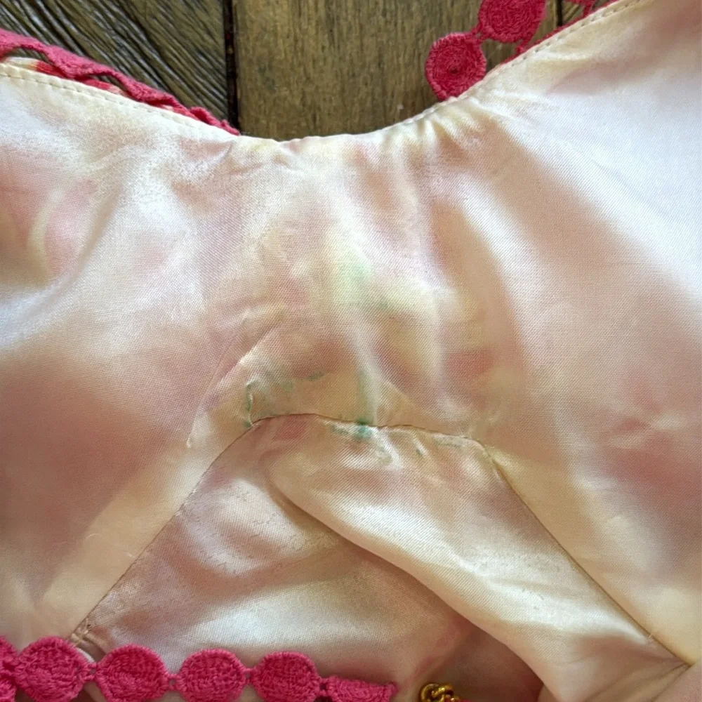 Kate Spade Pink Peach Pineapple Print Sweetheart Women Size 2 Linen Silk Blend - Picture 8 of 9